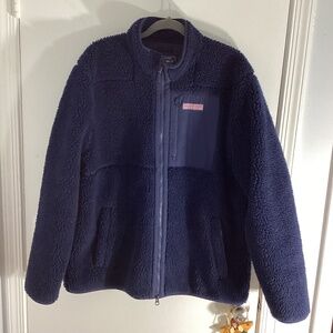 Vineyard Vines Heritage High-Pile Fleece SuperShep Full-Zip Jacket Navy Size XL